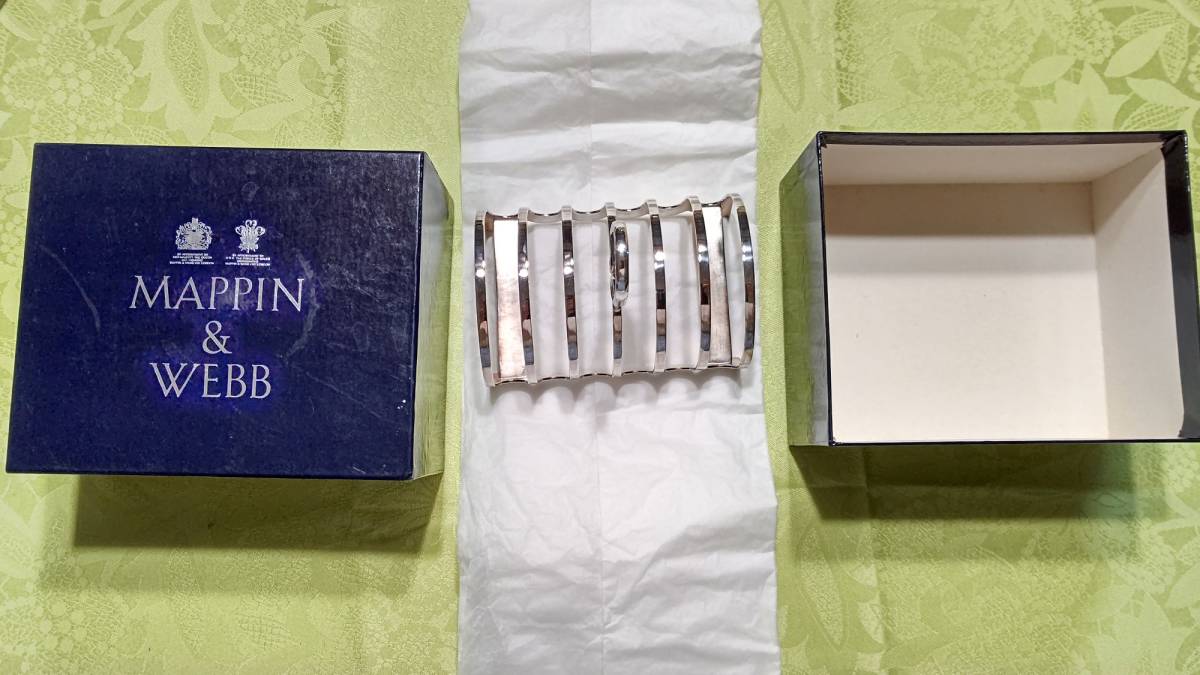 英国製 MAPPIN&WEBB マッピン&ウエッブ シルバープレート トーストラック(12.3×8.3㎝高さ10㎝123g)箱入り 激レア