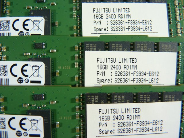 1OHZ // 16GB 12枚セット計192GB DDR4 19200 PC4-2400T-RA1 Registered RDIMM M393A2G40EB1-CRC0Q S26361-F3934-L612//Fujitsu CX2570 M2取_画像8