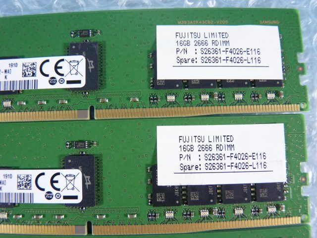 1OKL//16GB 8枚セット計128GB DDR4 21300 PC4-2666V-RE2 Registered RDIMM 2Rx8 M393A2K43CB2-CTD6Y S26361-F4026-L116/Fujitsu RX2540 M4_画像9