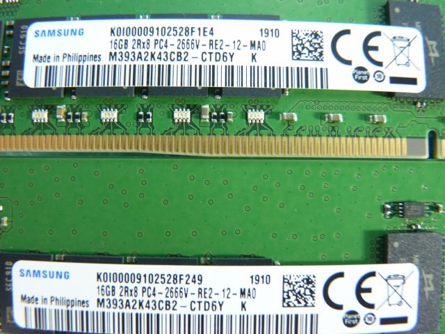 1OKL//16GB 8枚セット計128GB DDR4 21300 PC4-2666V-RE2 Registered RDIMM 2Rx8 M393A2K43CB2-CTD6Y S26361-F4026-L116/Fujitsu RX2540 M4_画像2