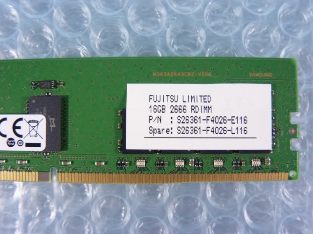 1OKP // 16GB DDR4 21300 PC4-2666V-RE2 Registered RDIMM 2Rx8 M393A2K43CB2-CTD6Y S26361-F4026-L116 // Fujitsu RX2540 M4 取外 //在庫7_画像3