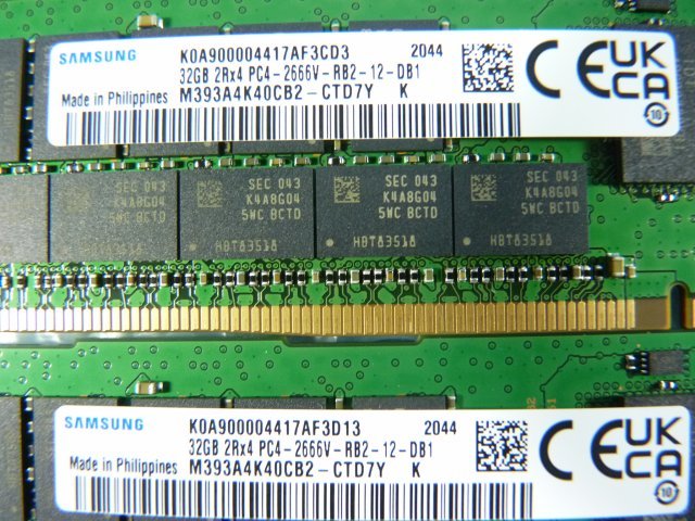 1OLE // 32GB 2枚セット計64GB DDR4 21300 PC4-2666V-RB2 Registered RDIMM 2Rx4 M393A4K40CB2-CTD7Y // NEC Express5800/R120g-1M 取外の画像2