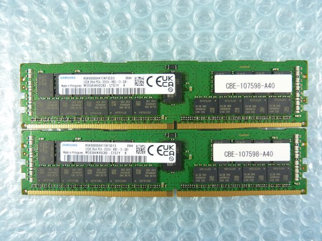 1OLE // 32GB 2枚セット計64GB DDR4 21300 PC4-2666V-RB2 Registered RDIMM 2Rx4 M393A4K40CB2-CTD7Y // NEC Express5800/R120g-1M 取外の画像1