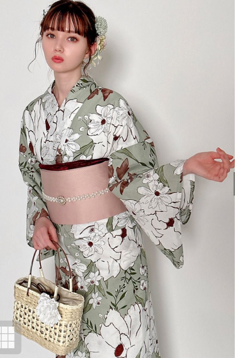 GRL グレイル 水彩花柄浴衣セット 浴衣 帯 2点セット