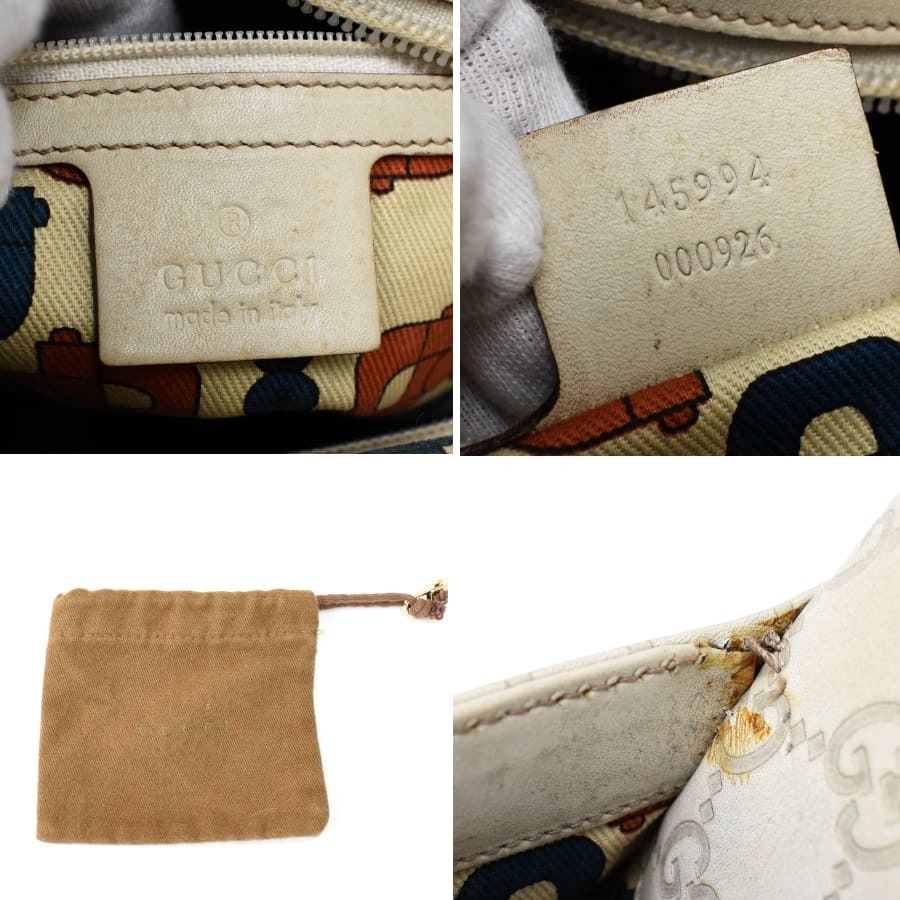 1点限定 グッチ トートバッグ ショルダー 肩掛け 145994 グッチシマ レザー アイボリー GUCCI_画像9