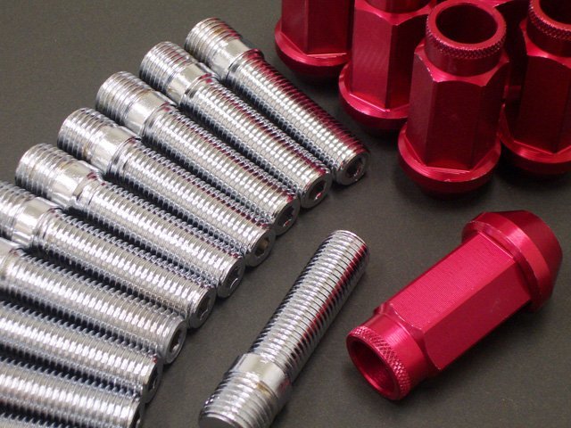 ベンツに国産車用ナットが使える M12(P1.5)→M12(P1.5) ハブスタッドボルト ロング41mm 60度貫通カラーナット20個付 CLK C209 ～09年