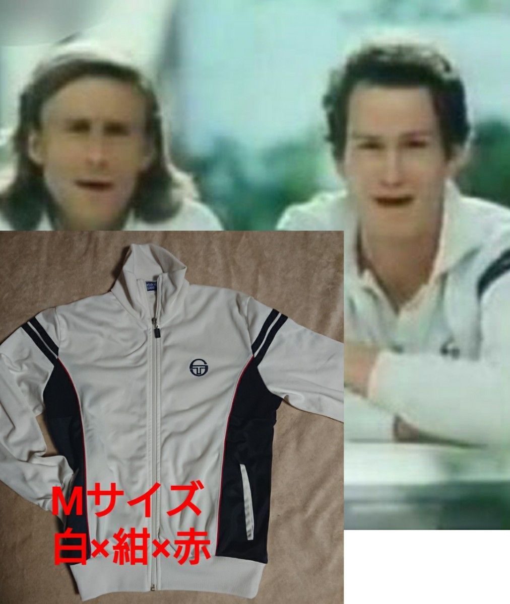 【80s used】セルジオ タッキーニ ヴィンテージ ジャージ 白×紺〈M〉マッケンロー/トラックトップ/ATP