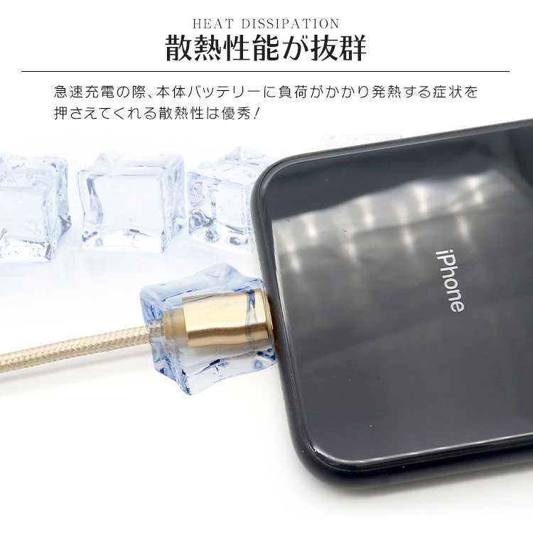 未使用 USB type-C ケーブル シルバー 2m iPhone iPad airpods 充電 データ転送_画像2