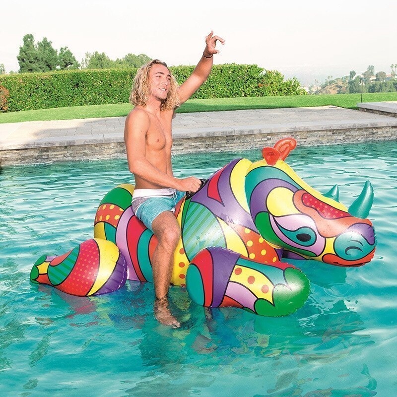 新品! 大人 巨大 インフレータブル サイ 浮く フル 印刷動物 Ridable プール Floaties 夏 水 おもちゃ 空気 ベッド スイミング