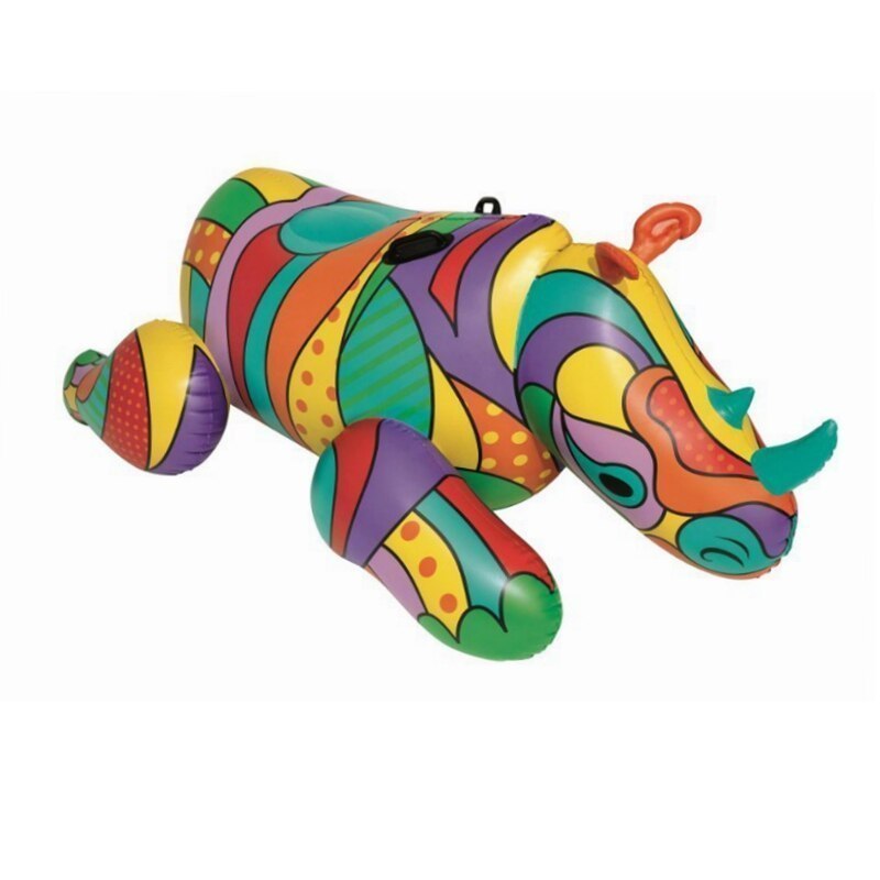  новый товар! взрослый огромный надувной носорог отходит . полный печать животное Ridable бассейн Floaties лето вода игрушка воздух bed плавание 