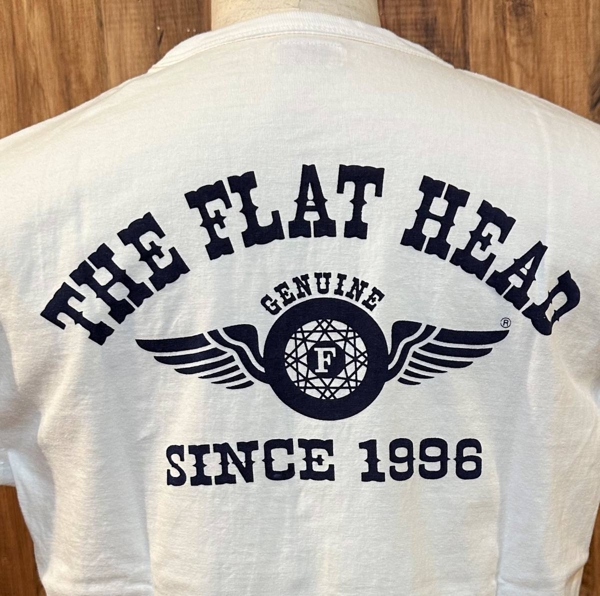 【THE FLAT HEAD】42サイズ　3本針の1本外し Tシャツ ウイングホイール　FN-THC-202　ホワイト　フラットヘッド　ランブル_画像8