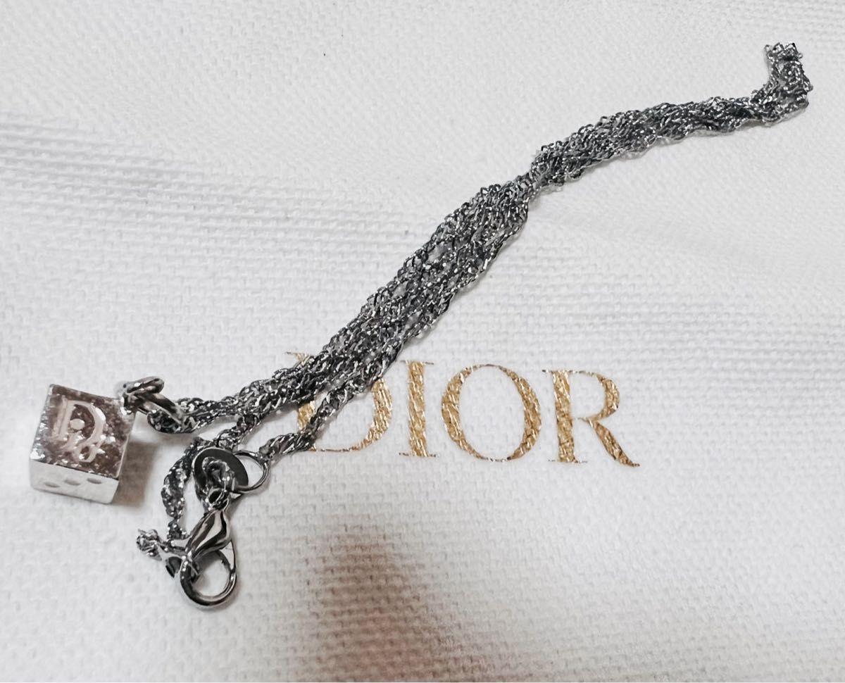 Christian Dior クリスチャン・ディオール　シルバーキューブダイスネックレス〈A〉