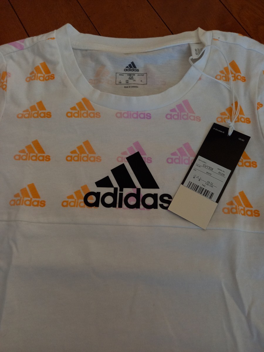 新品 アディダス adidas Tシャツ 兄弟 姉妹 2枚 130.140サイズ 可愛い アディダス ロゴ ジュニア セット_画像3