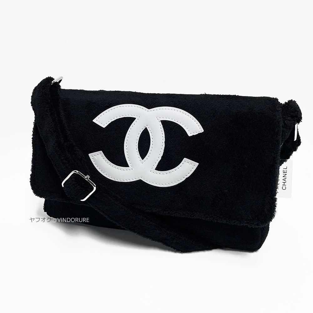 【未使用】 シャネル ノベルティ 非売品 ショルダーバッグ もこもこ CHANEL ココマーク ブラック×ホワイト レディース_画像3