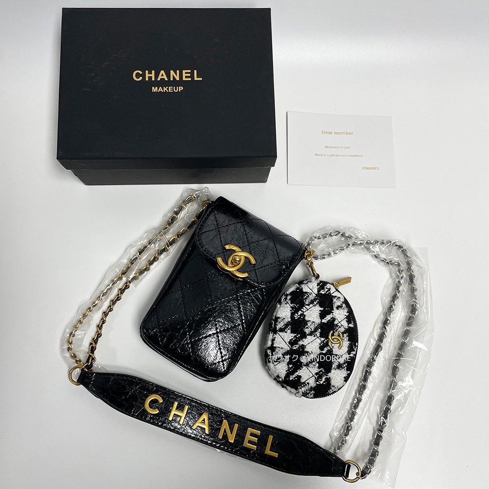 【未使用】 シャネル ノベルティ 非売品 スマホポーチ ミニバッグ コインケース 斜め掛け 箱付き CHANEL VIPプレゼント レディース_「新規ご入会者さまへのギフト」