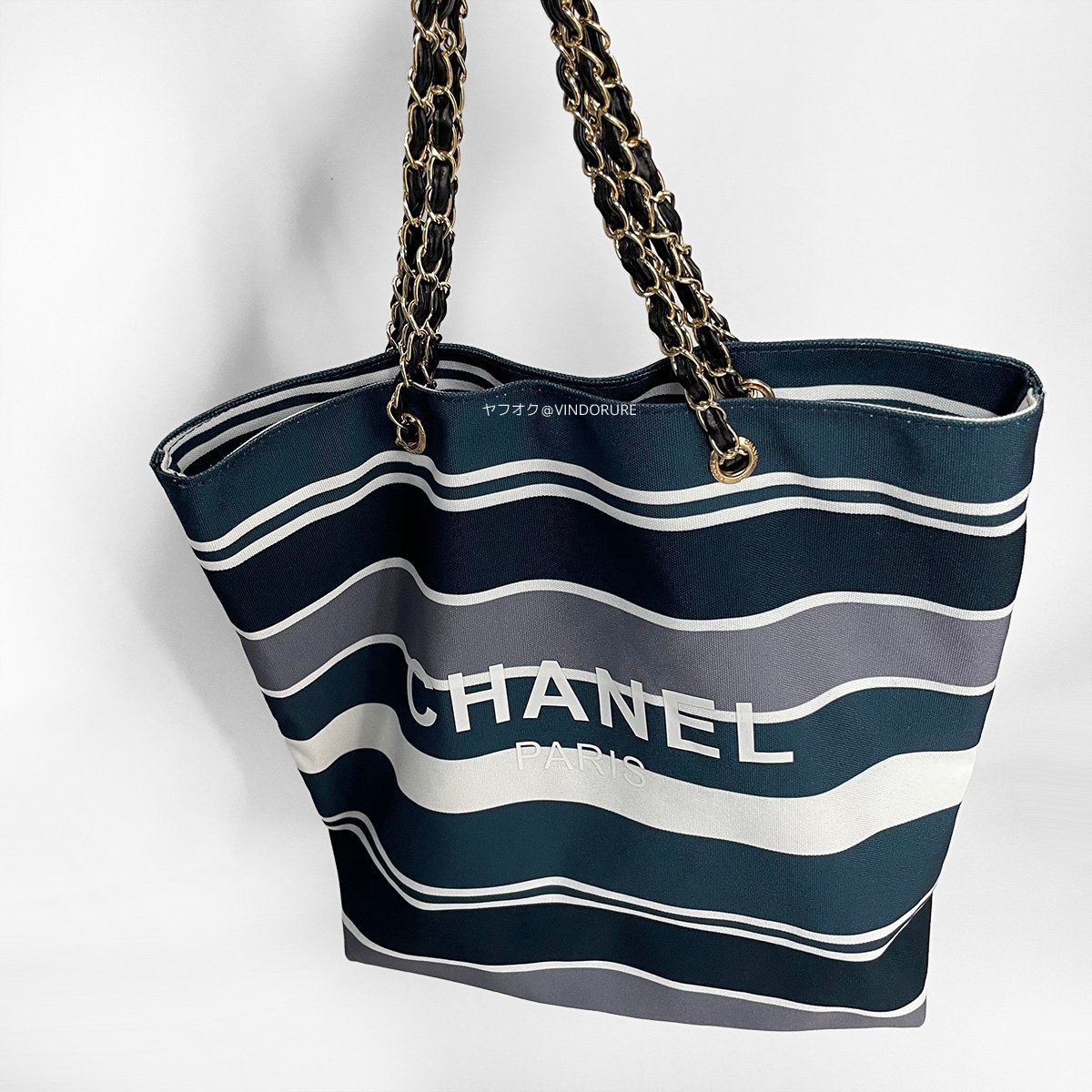 【未使用】 シャネル ノベルティ 非売品 トートバッグ 2WAY 両面プリント CHANEL キャンバス A4 マリン レディース_画像6