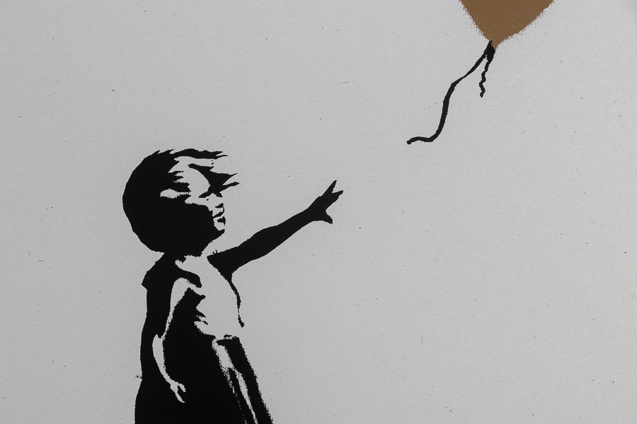 【Banksy】『 バンクシー 「Girl with Balloon (GOLD)」WCP リプロダクション シルクスクリーン 額装 紙箱 13475 』 絵画 現代アート_画像3