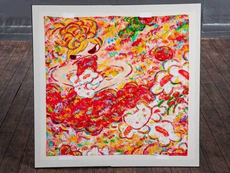 現代アート】『 ロッカクアヤコ 「大きいバンダナ」 額装 紙箱 S513