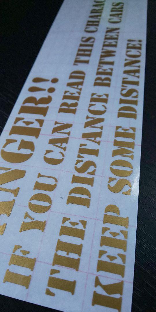  stencil character cutting sticker after person .. driving prevention gold color 