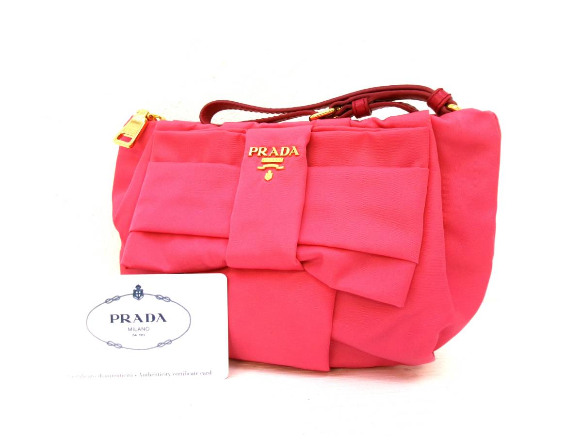 本物税込プラダ リボンモチーフ ポーチ 【PRADA】_画像1