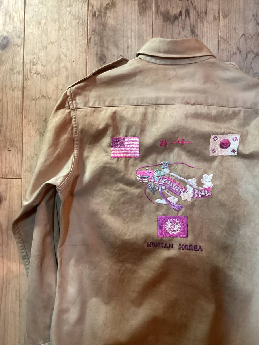 大人女性の 手刺繍入りマチ付き ARMY US 40~50年代ビンテージ