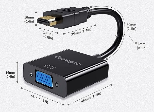 HDMI to VGA 変換アダプタ 変換ケーブル 1080P対応