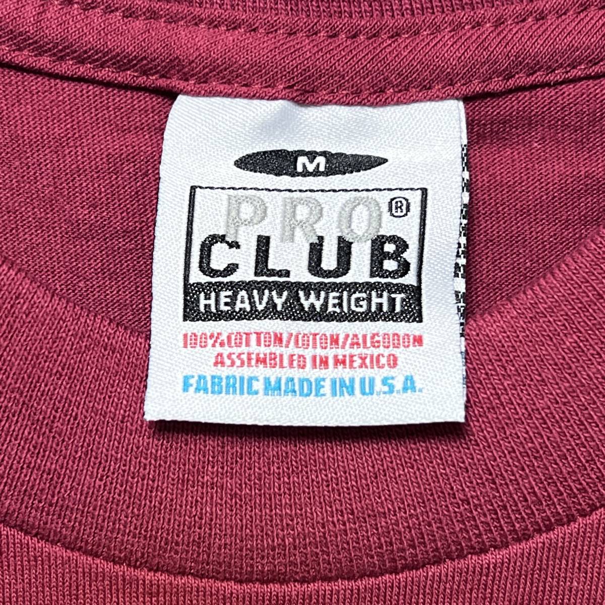 2色セット PRO CLUB ヘビーウェイト 半袖 Tシャツ M ホワイト バーガンディー プロクラブ HEAVY WEIGHT 無地 まとめ売り 未使用 #noca0229_画像7