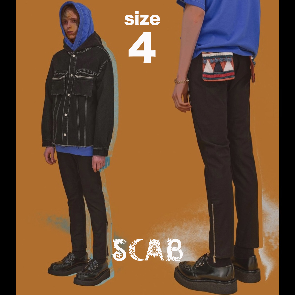 即完 undercover scab ストレッチ スリム パンツ ブラック サイズ4 民族 23FW 瘡蓋 juntakahasi jonio アンダーカバー supreme Tシャツ_画像1