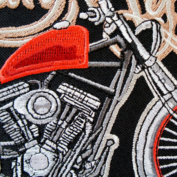  большой вышивка утюг нашивка выше like patch [ american custom *American Kustom] American Casual Biker american Harley спина 
