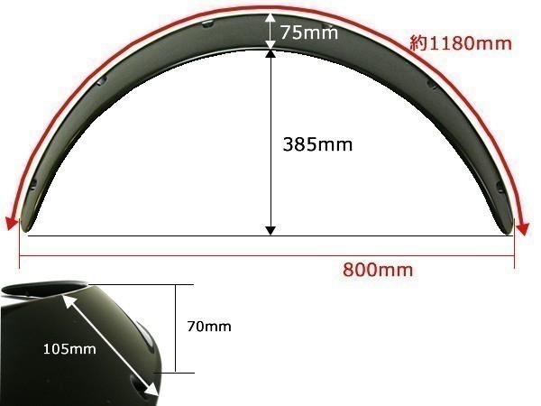 送料無料 汎用 出幅 50mm オーバーフェンダー 4枚SET 汎用品 カプチーノ EA21R EA11R ジムニー JB23W JA12V JA22W JA11V コペン シルビア_画像3