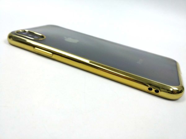 iPhone X用 クリアケース ソフトカバー TPU 透明 電解メタル 電着 高品質 ゴールド_画像6