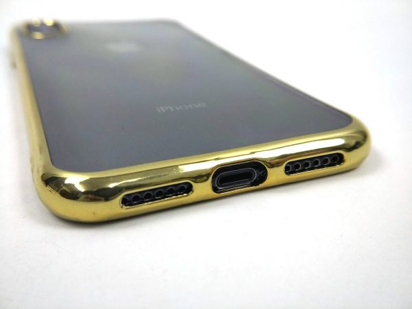 iPhone X用 クリアケース ソフトカバー TPU 透明 電解メタル 電着 高品質 ゴールド_画像5