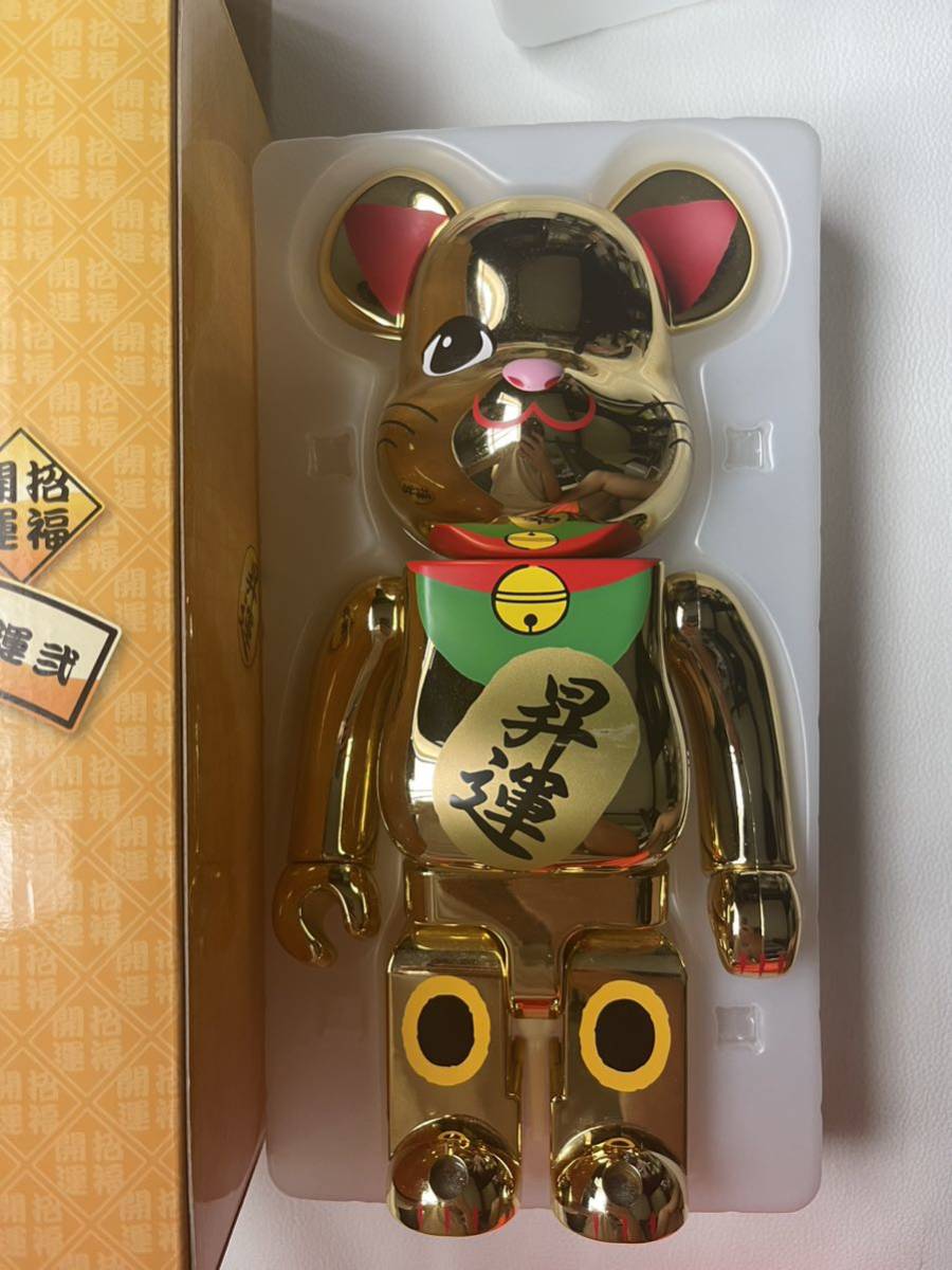 BE@RBRICK 招き猫 金メッキ 七 昇運 400% ベアブリック-