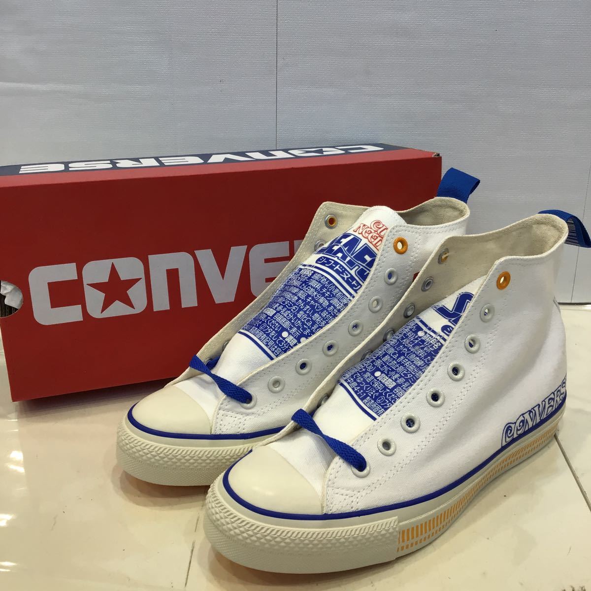 【CONVERSE コンバース】1SD270 ALL STAR CUPNOODLE HI SEAFOOD オールスターカップヌードルハイ シーフード 27cm ホワイト ブルー 2307oki_画像1