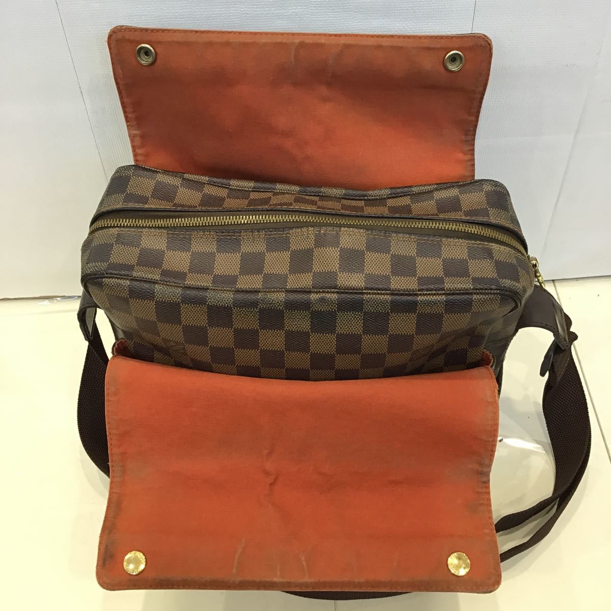 【LOUIS VUITTON ルイヴィトン】N45255 ナヴィグリオ ショルダーバッグ ダミエ ブラウン レザー 2307oki_画像7