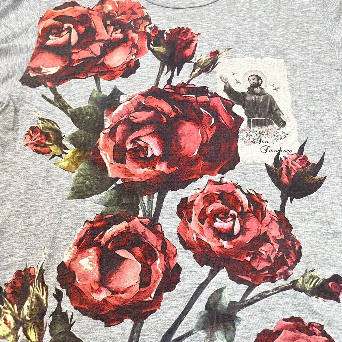 DOLCE & GABBANA DG ドルチェアンドガッバーナ フラワープリント バラ イタリア製 Tシャツ サイズ44 グレー