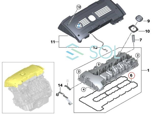 BMW E82 E88 E90 E91 E92 E93 シリンダー ヘッドカバーガスケット タペットパッキン 135i 335i M3 11127565286 出荷締切18時_画像2