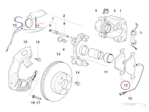 BMW フロント ブレーキパッド 左右セット E38 E39 E53 X5 E83 X3 735i 740i 525i 530i 540i 3.0i 4.4i 34116761252_画像3