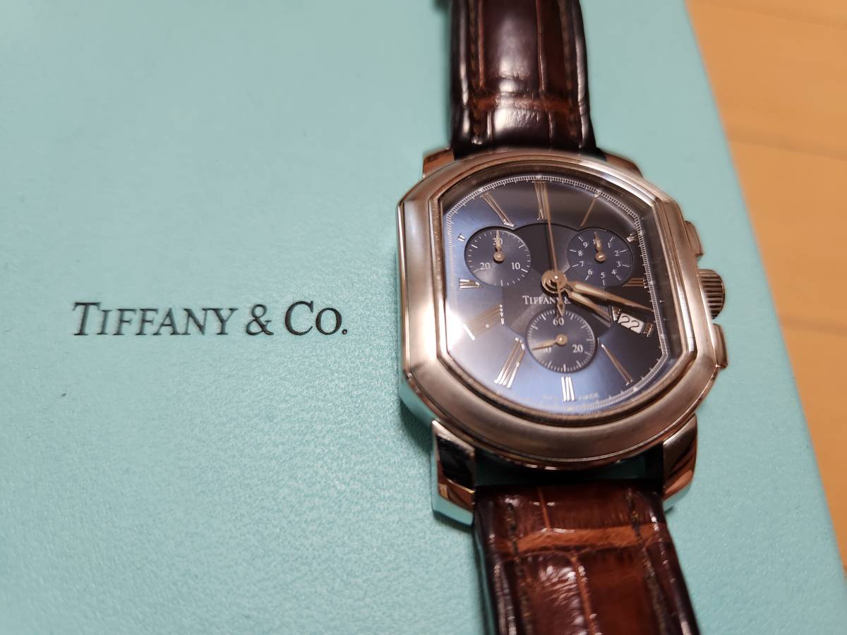 TIFFANY&Co.】ティファニー マーククーペ クロノグラフ 青文字盤 純正