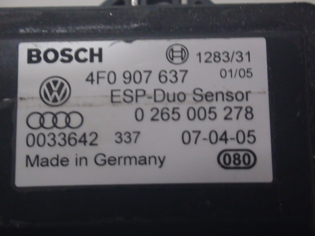 VW ポロ 9N 後期 Audi アウディA4 8EBWE 純正 アクセレーション ヨーレート ESP センサー コンビセンサー 品番：4F0907637、6Q0907637A ③_画像2