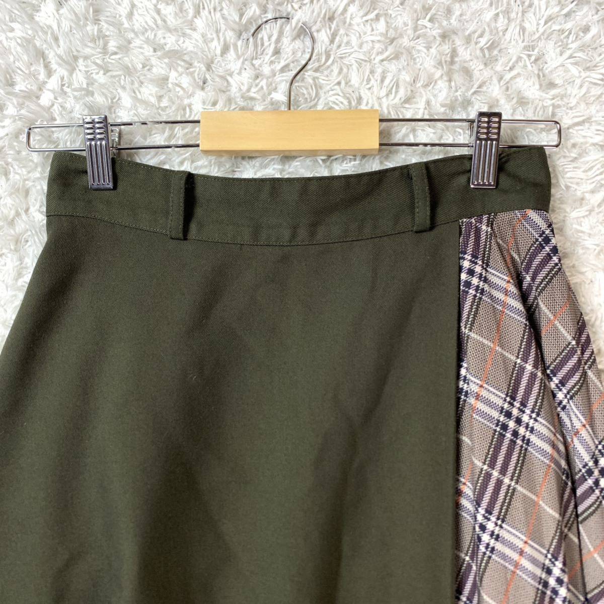 NATURAL BEAUTY BASIC Natural Beauty Basic flared skirt long skirt moss green Brown check M YA3785