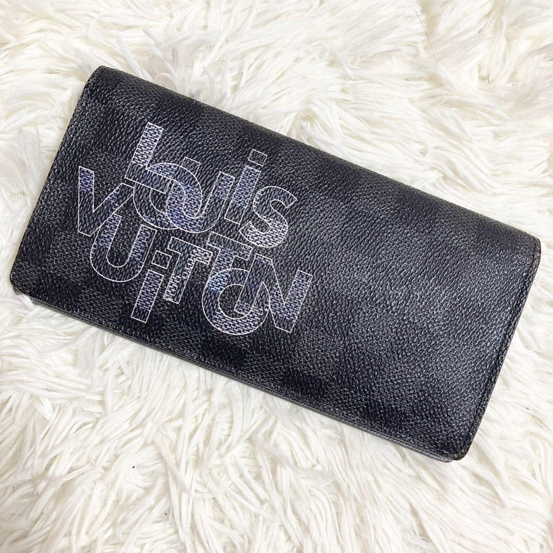 未使用級　ルイヴィトン Louis Vuitton　長財布 二つ折り財布 ポルトフォイユ ブラザ　ダミエグラフィット　シルバー金具　N60305_画像1