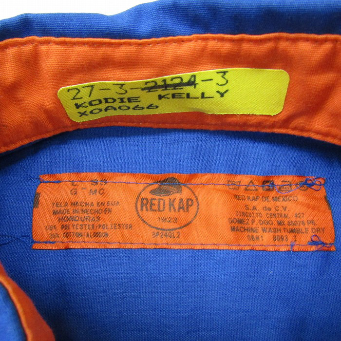 古着 レッドキャップ REDKAP ワークシャツ 半袖 ブルー オレンジ グレー サイズ表記：L　gd80823_画像7