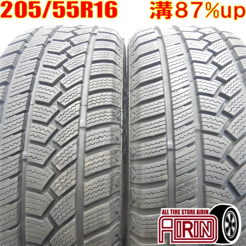 中古タイヤ 205/55R16 スタッドレスタイヤ HIFLY Win-Turi 212 2本セット 86 オーリス ヴォクシー ラフェスタ 中古 16インチ_画像1