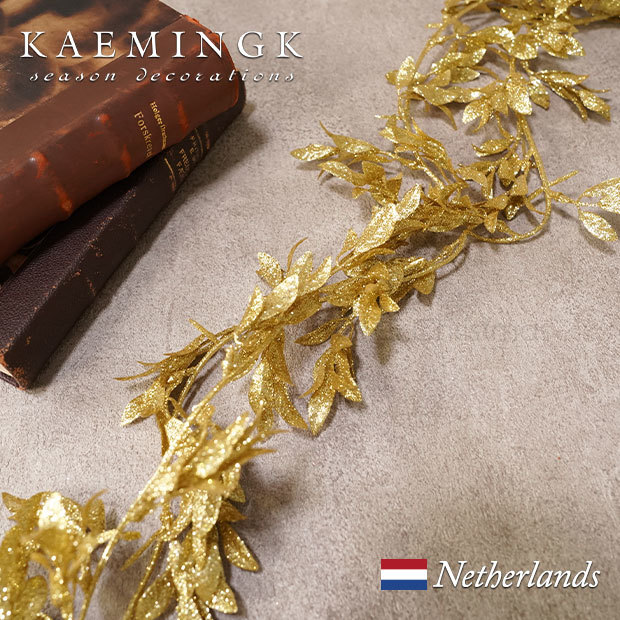  Christmas tree decoration ornament KAEMINGK leaf. Galland decoration wire leaf light gold 180cm [000175]