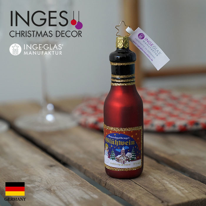 クリスマスツリー 飾り オーナメント INGE-GLAS MANUFAKTUR クリスマスワイン ブラウン ドリンク お酒 12cm［10115S013］_画像1