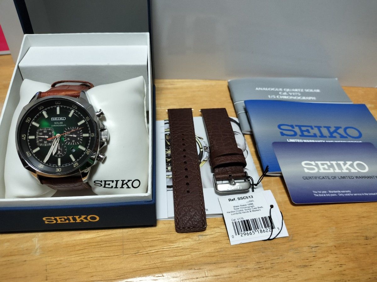 【海外モデル】SEIKO セイコー リクラフトシリーズ ソーラークロノグラフ SSC513入手困難　純正バンド未使用