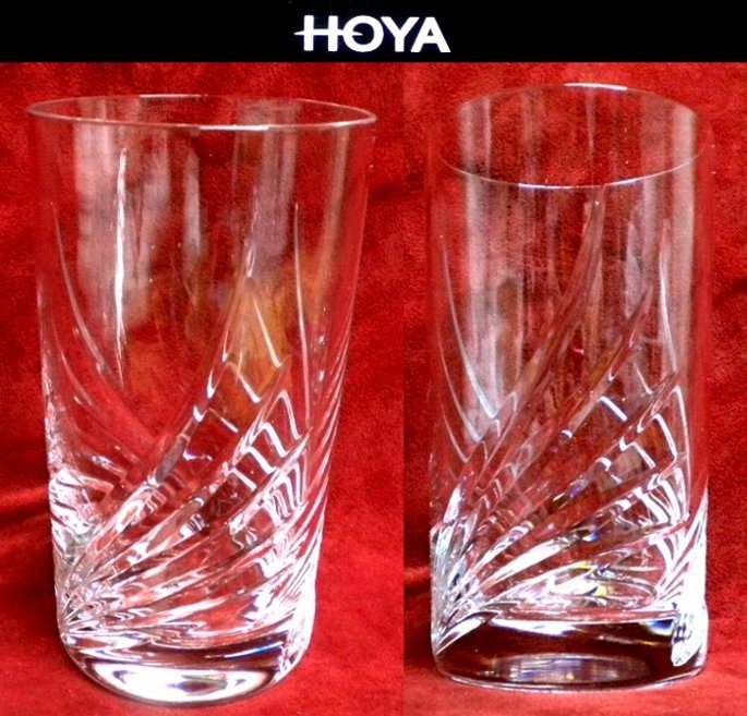 売切 HOYA クリスタル グラス 容量:240cc 2客組 日本製 取説付 未使用品 H/I、寸法φ上63/下55×H112mm、重量230ｇ、口元厚1.4mm、底厚13mm_画像2