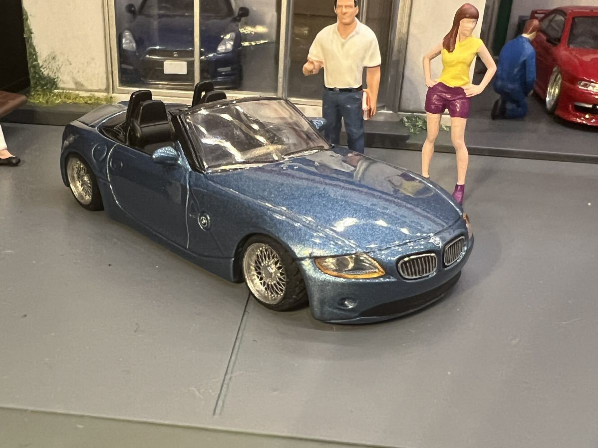 京商 BMW Z4 ナンバー付きカスタム品 1/64 スタンス ユーロ シャコタン