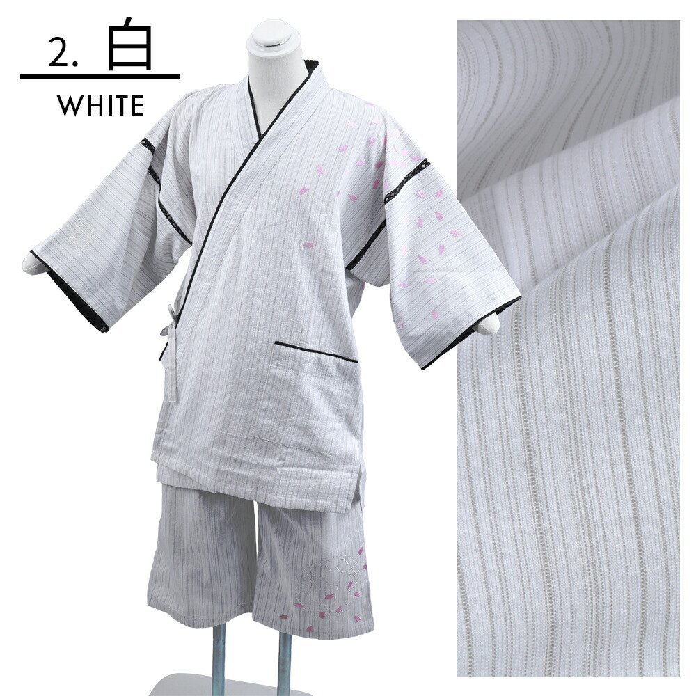  man and woman use jinbei ... weave Sakura embroidery entering ....L size js-23(2. white )